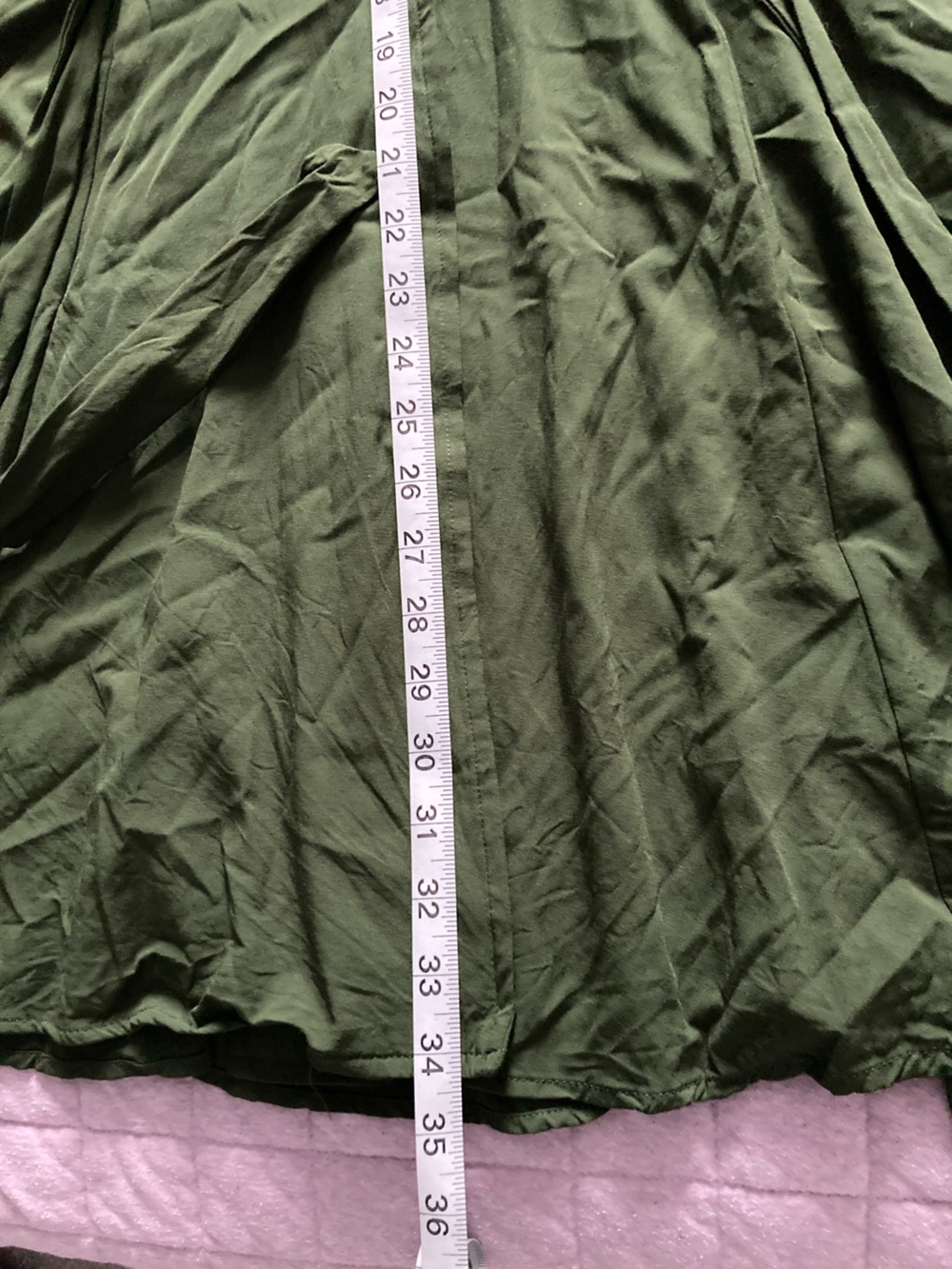 Olive Green Embroidered Button-Front Dress - Picture 5 of 6